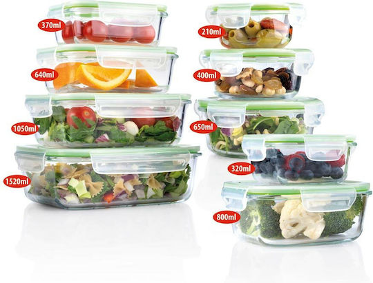 Alpina Switzerland Glass Lunch Box Green 7.5x17.5cm 18pcs