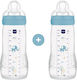 Mam Plastic Baby Bottle Set Easy Active S with Silicone Nipple for 4+ months Light Blue Maimudie 330ml 2pcs