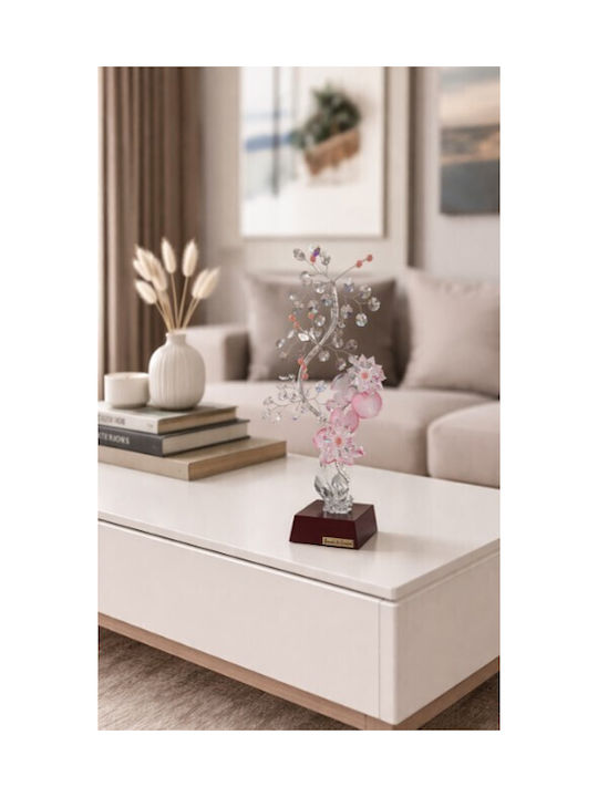 Flor De Cristal Rosa Tischdekoration mit Holzbasis 15x10x36cm Galifas 791245 Home