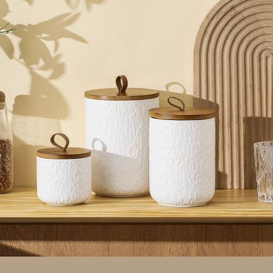 Melina's Collection Set 3buc Borcane Uz General cu capac Ceramică Alb 800ml