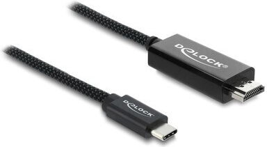 DeLock HDMI 2.0 Premium High Speed 4K 60Hz HDR Braided HDMI Cable HDMI Male - USB-C Male 2m Black
