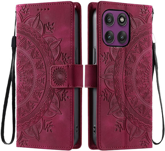 Mandala Flower Brieftasche Burgundisch (Motorola Edge 60 Pro)