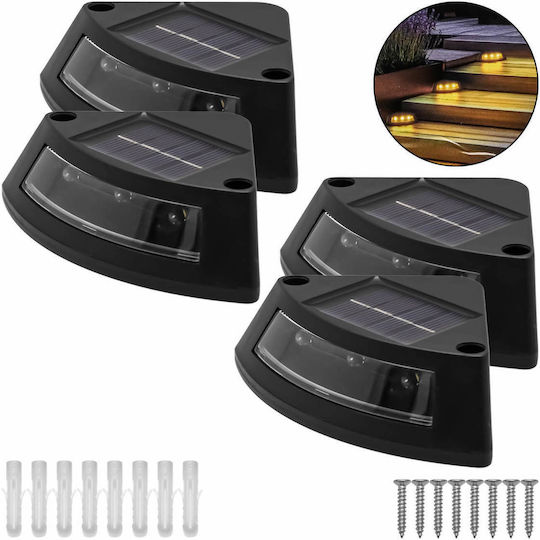 Led Waterproof Set of 4 Solar Lights Warm White 3000K with Photocell IP65