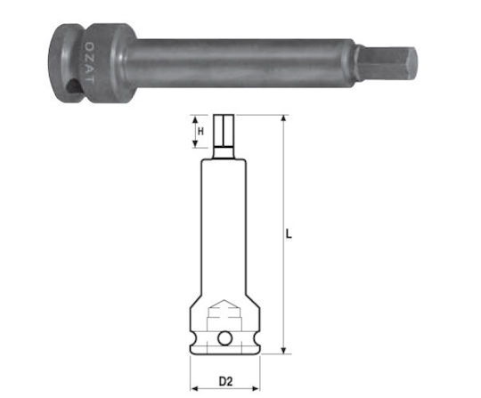 3/4'' Impact Socket Head External Hex Profile One Piece 100 Mm Length 12