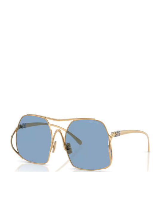 Miu Miu Unisex Sunglasses with Gold Metal Frame and Blue  display picture 3