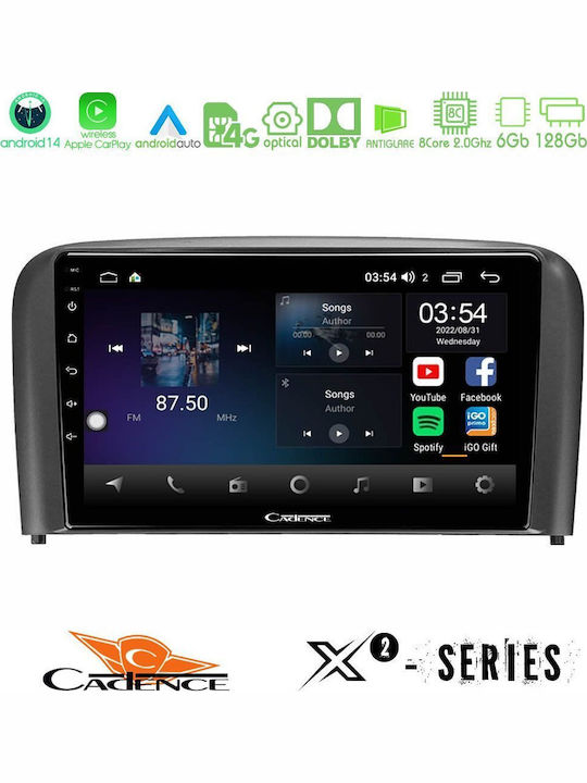 Cadence Car Audio System for Volvo S80 1998-2006 (Bluetooth/USB/WiFi/GPS/Apple-Carplay/Android-Auto) with Touch Screen 9"