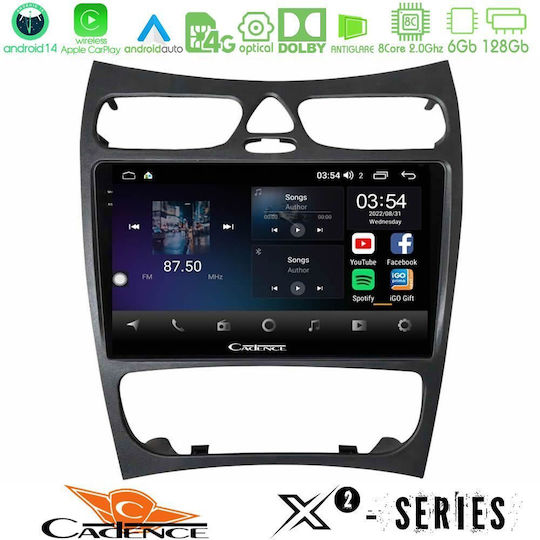 Cadence Sistem Audio Auto pentru Mercedes-Benz Clasa CLK 2000-2004 (Bluetooth/USB/WiFi/GPS/Apple-Carplay/Android-Auto) cu Ecran Tactil 9"