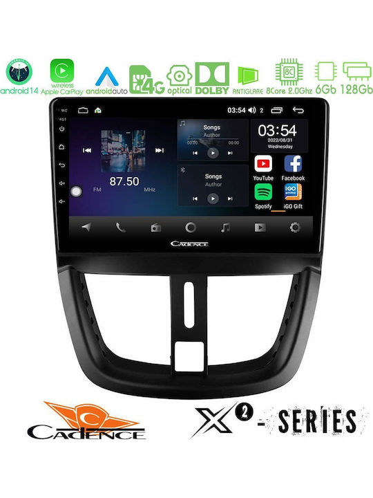 Cadence Auto-Audiosystem für Peugeot 207 2006-2012 (Bluetooth/USB/WiFi/GPS/Apple-Carplay/Android-Auto) mit Touchscreen 9"