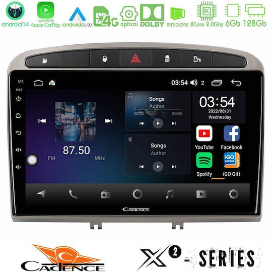 Cadence Car Audio System for Peugeot 308 / RCZ 2007-2012 (Bluetooth/USB/WiFi/GPS/Apple-Carplay/Android-Auto) with Touch Screen 9"