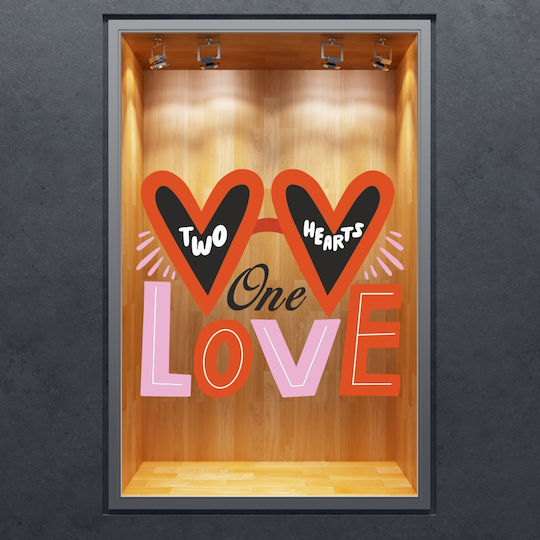 Schaufenster- und Wandsticker Valentinstag Two Hearts One Love 130x110cm