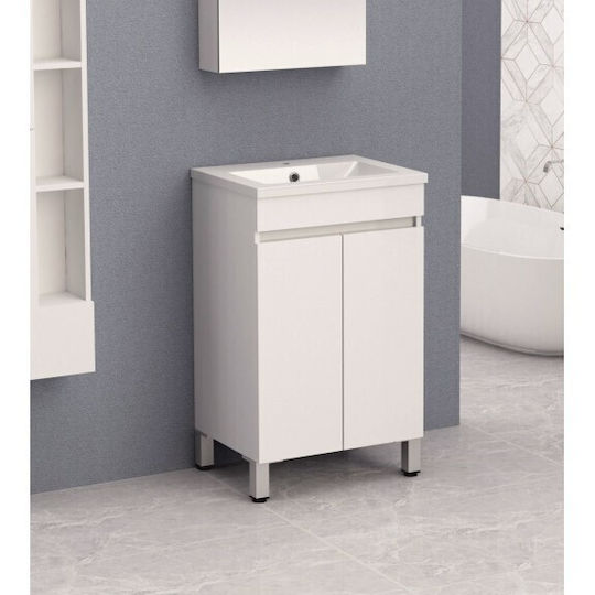 Inter Ceramic Πάγκος με Νιπτήρα Μ50xΒ39xΥ81cm Λευκός
