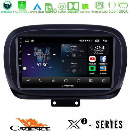 Cadence Car Audio System for Fiat 500X 2015-2020 (Bluetooth/USB/WiFi/GPS/Apple-Carplay/Android-Auto) with Touch Screen 9"