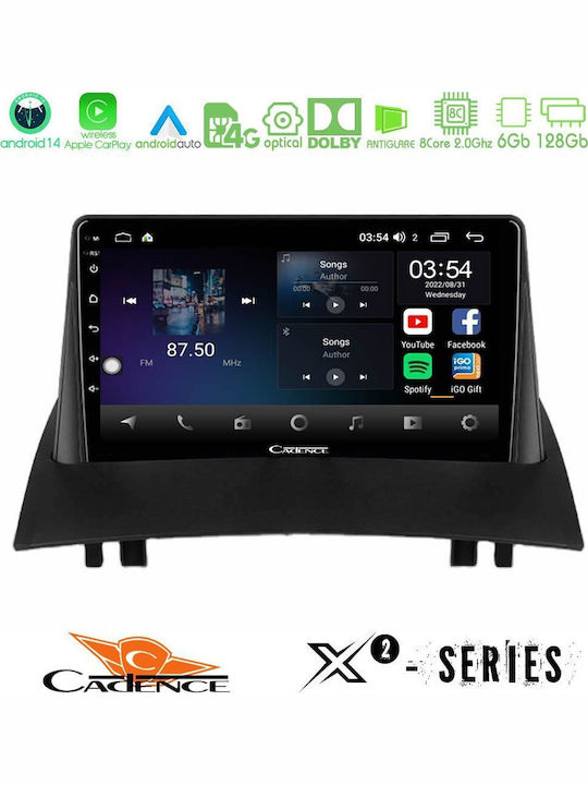 Cadence Ηχοσύστημα Αυτοκινήτου για Renault Megane 2002-2008 (Bluetooth/USB/WiFi/GPS/Apple-Carplay/Android-Auto) με Οθόνη Αφής 9"