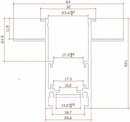 Magnetic Recessed Rail 48v Standard 3 Meter Dust Proof Black Cap Universe 2-u016674