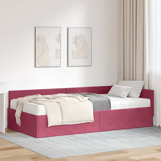 Einzelbett Mit Samt Grüner Samt Mit Lattenrost & Matratze 94x190cm