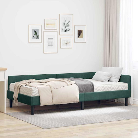 vidaXL Einzelbett Mit Samt Grüner Samt Mit Lattenrost & Matratze 80x200cm