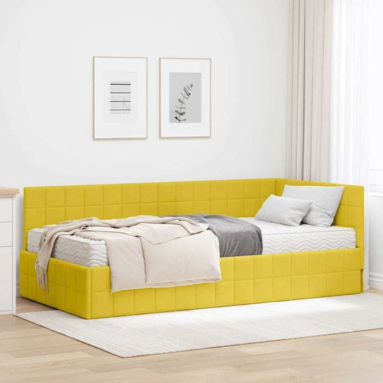 Einzelbett Mit Samt Gelb Mit Lattenrost & Matratze 100x200cm