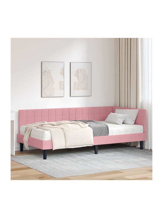 Ein Einzelbett Mit Samt Grau Mit Lattenrost & M...