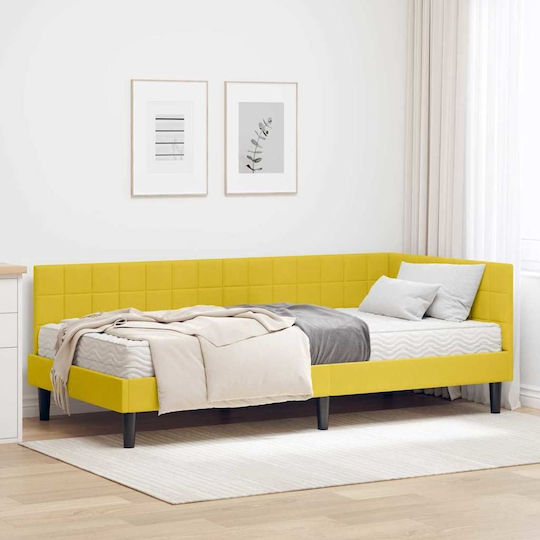 Einzelbett Mit Samt Gelb Mit Lattenrost & Matratze 94x190cm