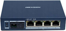 Gigabit Media Converter 4 X RJ45 PoE 1 X SC Single-mode Bi-directional 20 Km Hikvision DS-3D504TP-A