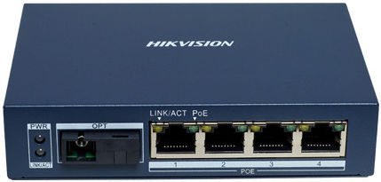 Гигабитов Медиен Конвертор 4 X Rj45 Poe 1 X Sc Едномодов Двунасочен 20 Km Hikvision Ds-3d504tp-a