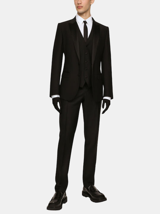 Dolce & Gabbana Men's Winter Suit with Vest Slim Fit Black