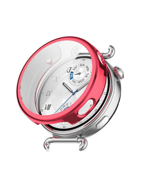 Tempered Film Integrated Силиконов Калъф със Стъкло в Червен цвят за Huawei Watch GT 6 41mm