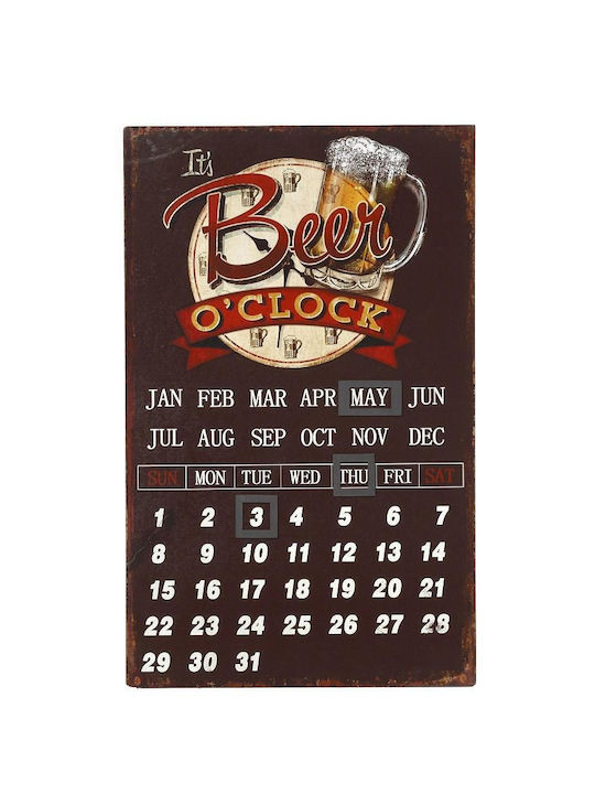 Espiel Διακοσμητικό Τοίχου Beer O'clock Καφέ από Ξύλο 40x0.5x25cm