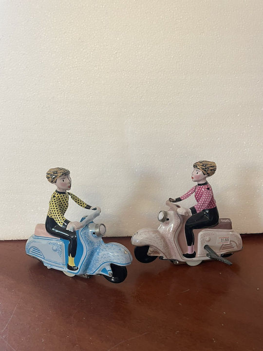 Set 2 Vintage Dekorative Figuren Blauer Motor Bewegt