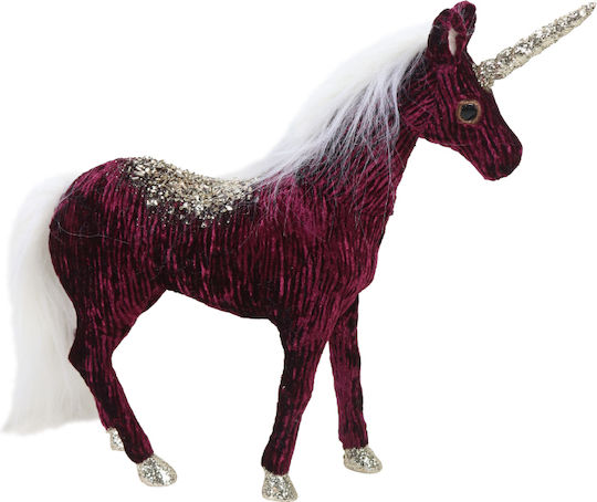 Unicorn Christmas Decorative Figure Unicorn 42x10x33 Polyfoam Burgundy White Gold