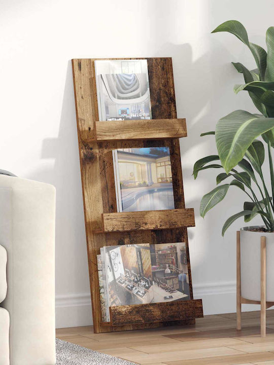 vidaXL PU Magazine Rack Brown 43x11x102cm