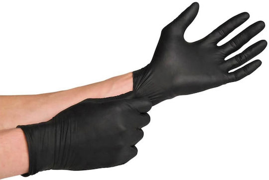 Aldena Handschuhe Nitril Puderfrei in Schwarz Farbe 100Stück