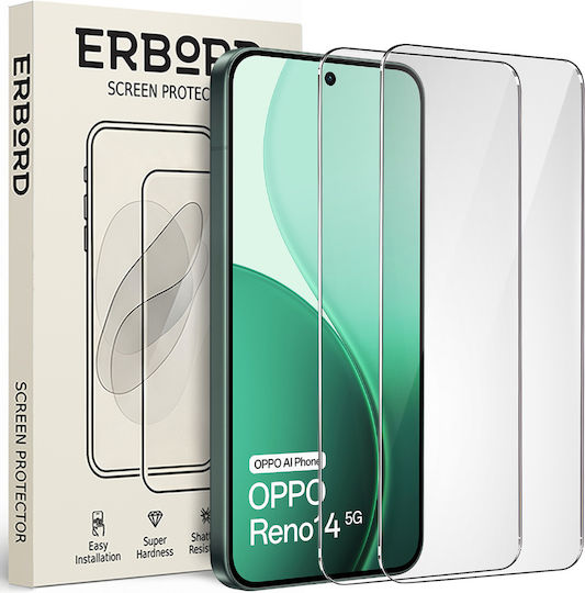 2x Tempered Glass Oppo Reno 14 Erbord 9h Hard Glass Fast