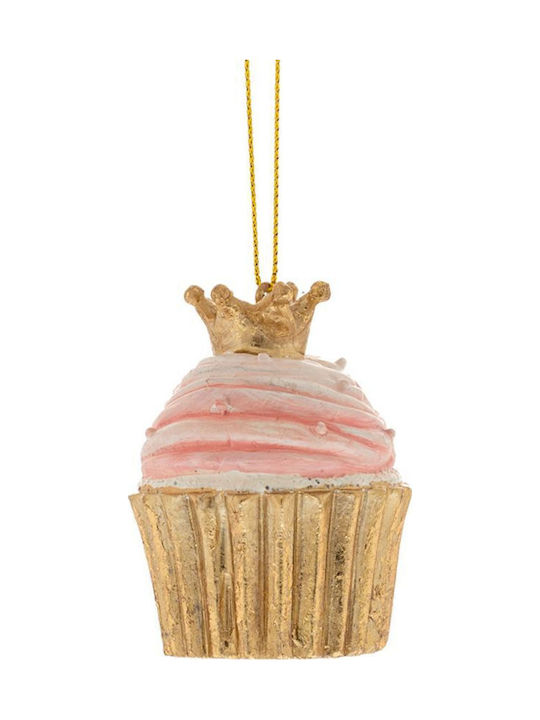 Rose Gold Polyresin Cupcake Hanging Ornament 4.5x4.5x6.5cm 6 Pieces
