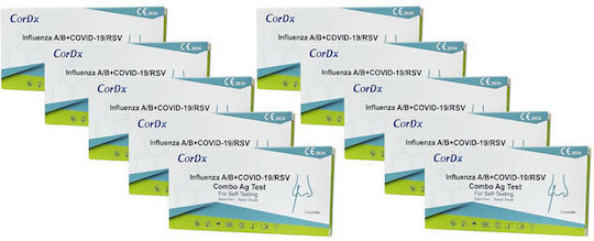 CorDX Influenza A/B & Covid-19/RSV Combo 1pcs Self-Diagnostic Test for Rapid Detection Antigens with Nasal Sample