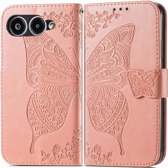 Husă Cu Capac Pliabil T Phone 3 5g Butterfly Roz Roz Auriu