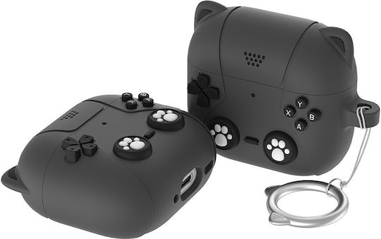 Silicone Case AirPods Pro 3 Cat Paw Keychain Dark Grey