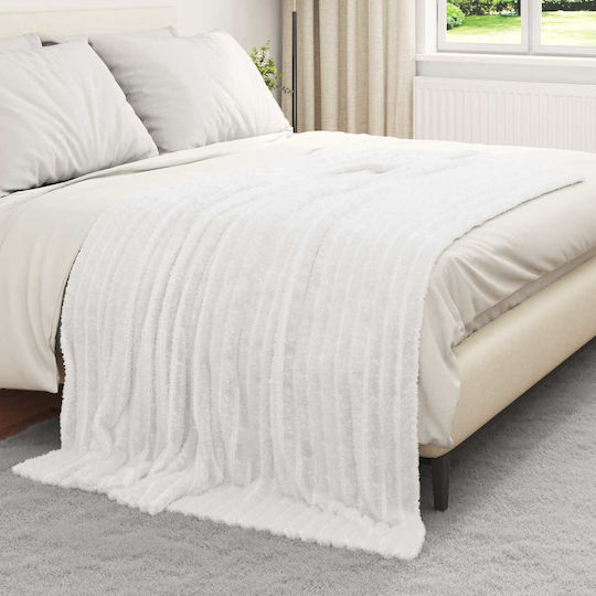 vidaXL Ριχτάρι Πολυθρόνας Fleece 200x150εκ. Λευκό