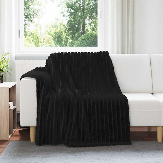 vidaXL Cuvertură Pentru Canapea De Fotoliu Polar Fleece 200x150cm Neagră