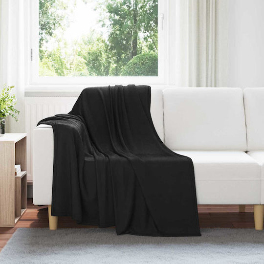 vidaXL Ριχτάρι Πολυθρόνας Fleece 170x130εκ. Μαύρο