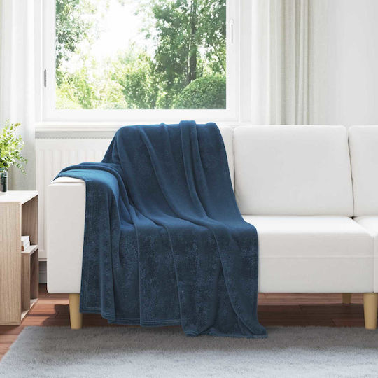 vidaXL Ριχτάρι Πολυθρόνας Fleece 130x150εκ. Σκούρο Μπλε