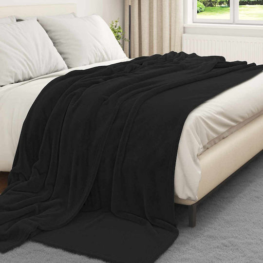 vidaXL Cuvertură Pentru Canapea 3 Locuri Polar Fleece 240x270 cm Neagră