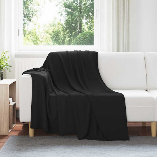 vidaXL Cuvertură Pentru Canapea De Fotoliu Polar Fleece 200x150cm Neagră