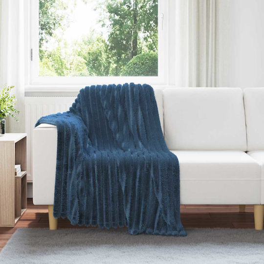 vidaXL Ριχτάρι Πολυθρόνας Fleece 150x130εκ. Σκούρο Μπλε