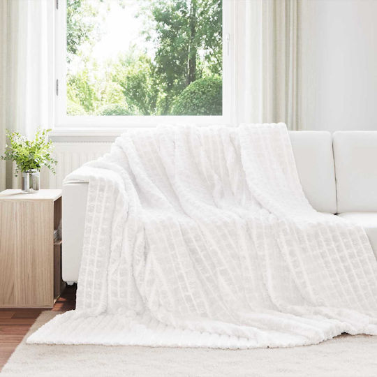 vidaXL Ριχτάρι Πολυθρόνας Fleece 240x220εκ. Λευκό