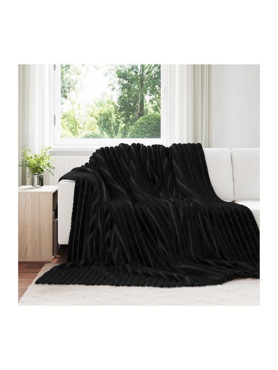 vidaXL Ριχτάρι Διθέσιου Καναπέ Fleece 270x240εκ. Μαύρο