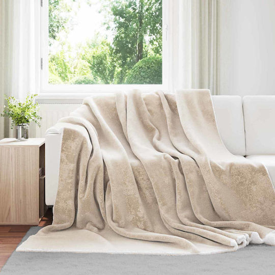 vidaXL Κουβέρτα Fleece Υπέρδιπλη 220x240εκ. Μπεζ