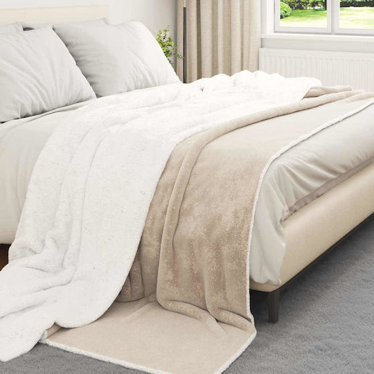 vidaXL Fleece Blanket Super King 240x270cm Beige