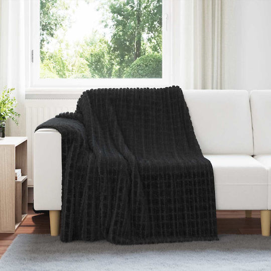 vidaXL Fleece Blanket Double 200x150cm Black