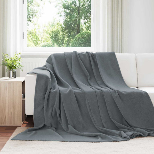 vidaXL Fleece Blanket Double 240x270cm Dark Grey